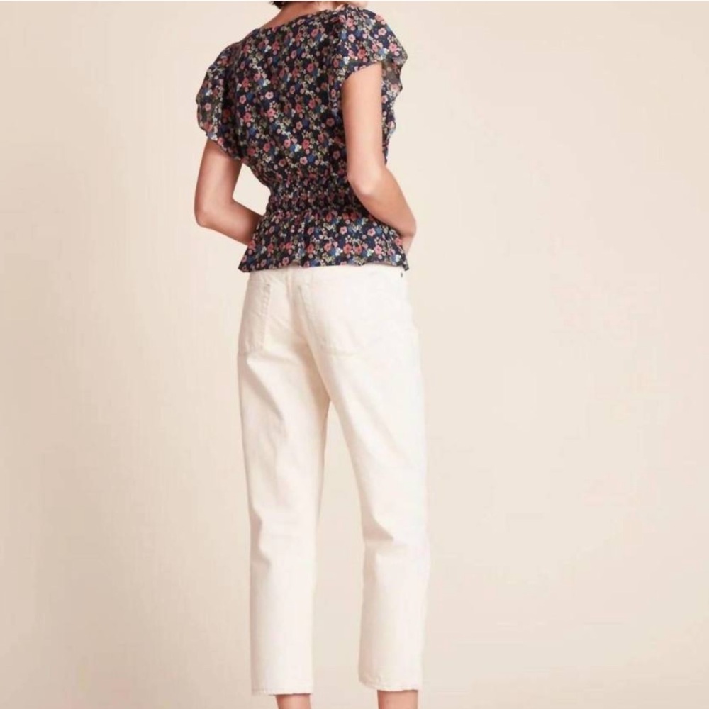 Trovata Paloma Cotton Silk Ruched Blouse Floral in Rolling Hills Size Large - Picture 3 of 15